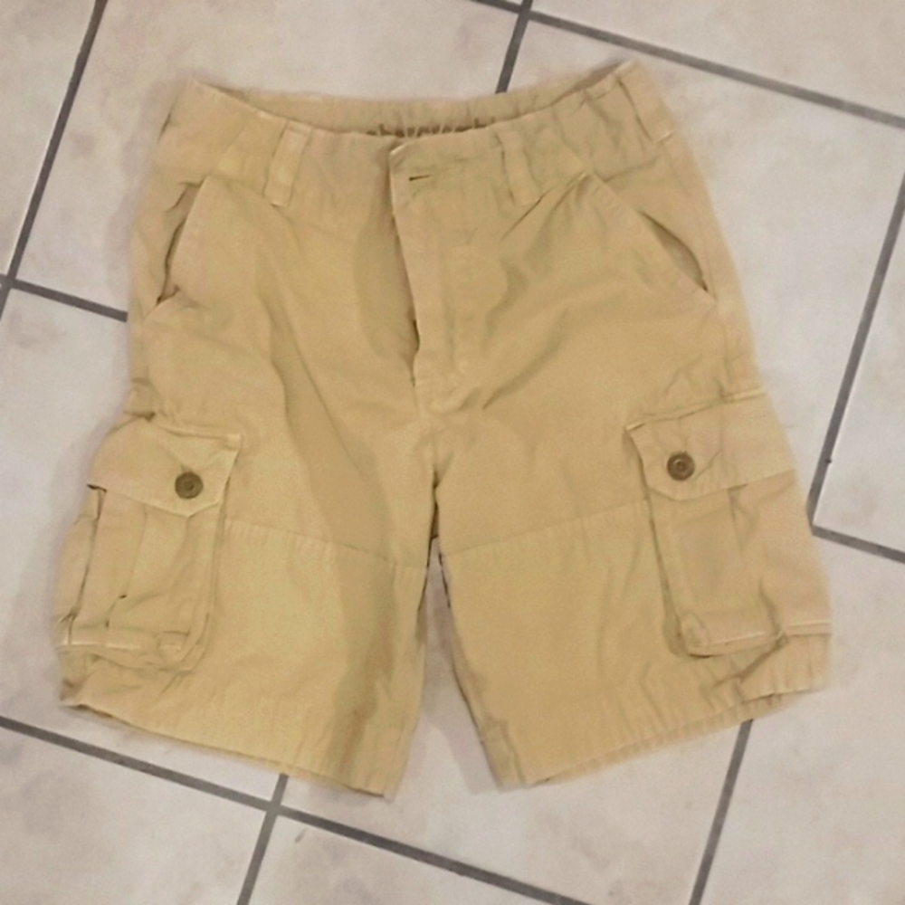 Abercrombie & Fitch Youth size 12 Y2K Tan Cargo Shorts 100% Cotton stitched logo